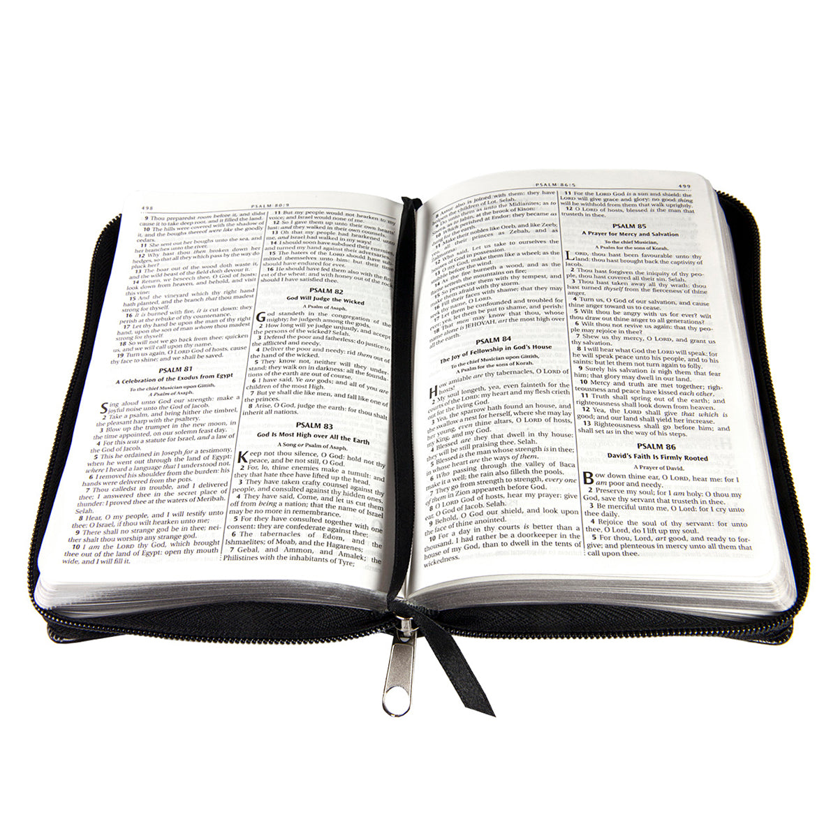 Black Faux Leather Compact King James Version Bible with Zippered Closure - The Christian Gift Company