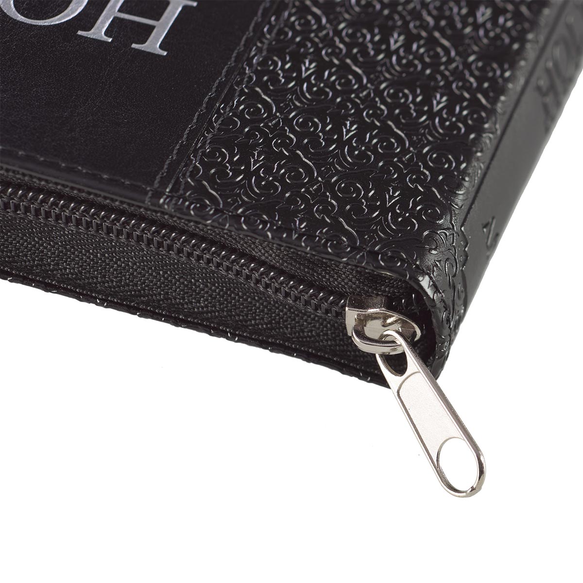 Black Faux Leather Compact King James Version Bible with Zippered Closure - The Christian Gift Company