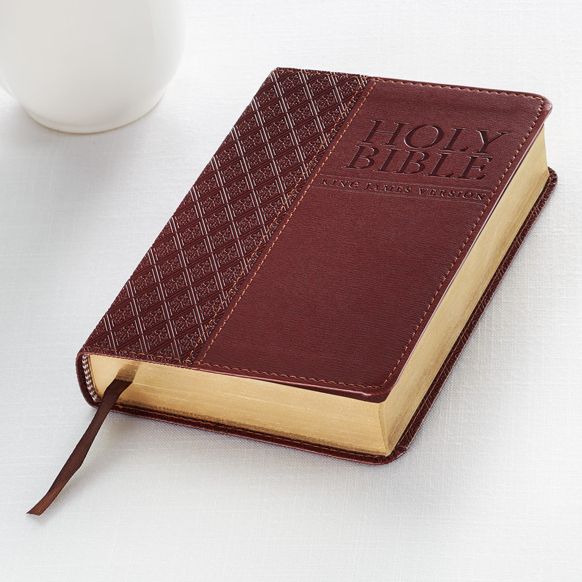 Saddle Tan Faux Leather Compact King James Version Bible - The Christian Gift Company