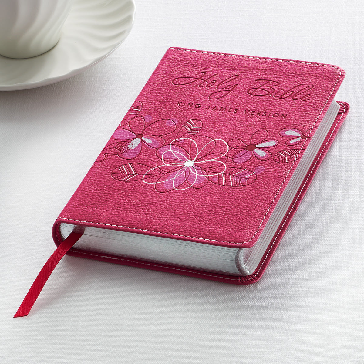 Pink Faux Leather Compact King James Version Bible - The Christian Gift Company