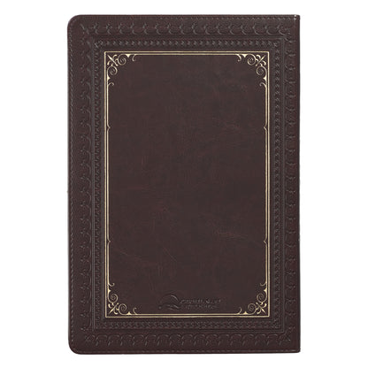 Dark Brown Faux Leather Large Print Thinline King James Version Bible with Thumb Index - The Christian Gift Company