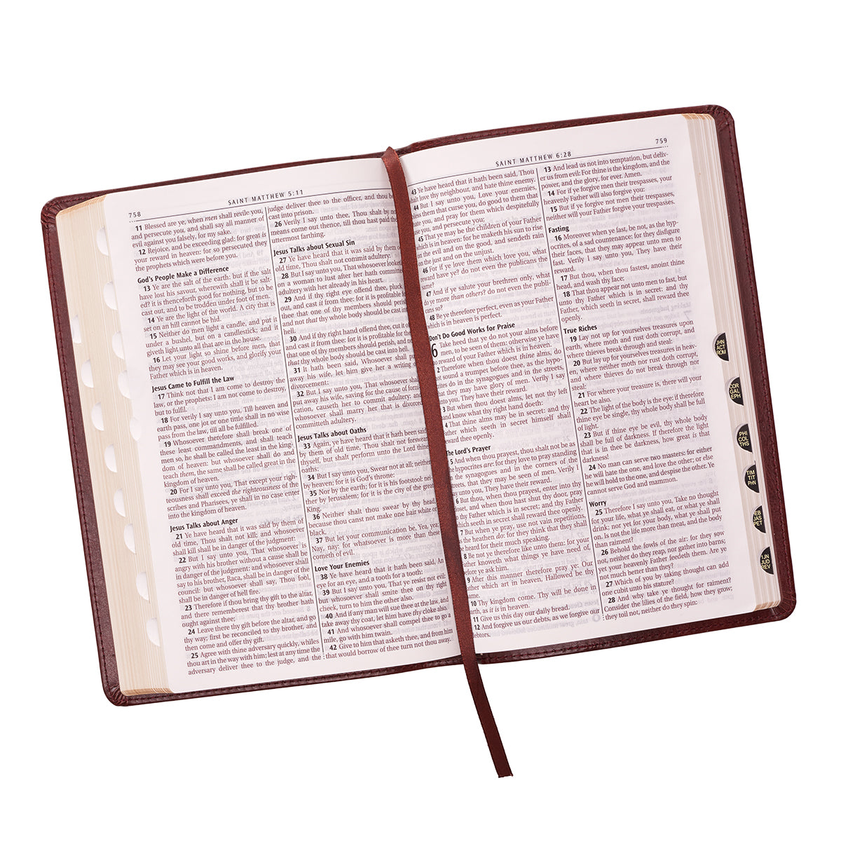 Saddle Tan Faux Leather Deluxe King James Version Gift Bible with Thumb Index - The Christian Gift Company