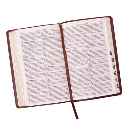 Saddle Tan Faux Leather Deluxe King James Version Gift Bible with Thumb Index - The Christian Gift Company