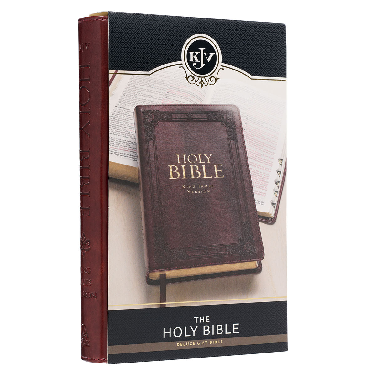 Saddle Tan Faux Leather Deluxe King James Version Gift Bible with Thumb Index - The Christian Gift Company