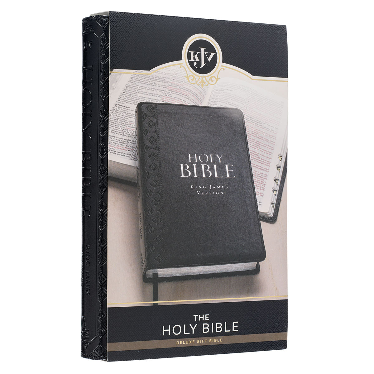 Black Faux Leather King James Version Deluxe Gift Bible with Thumb Index - The Christian Gift Company