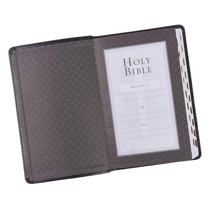 Black Faux Leather King James Version Deluxe Gift Bible with Thumb Index - The Christian Gift Company