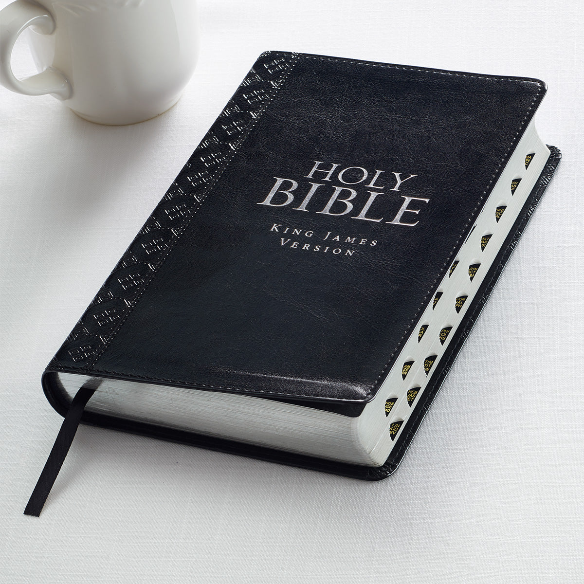 Black Faux Leather King James Version Deluxe Gift Bible with Thumb Index - The Christian Gift Company