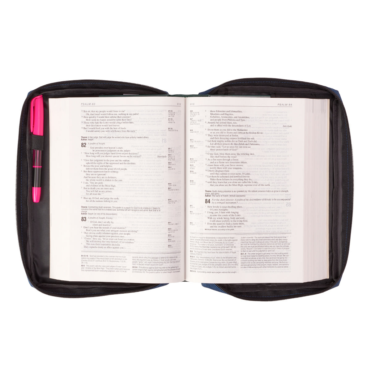 Blue Poly-canvas Bible Cover with Ichthus Fish Badge - The Christian Gift Company
