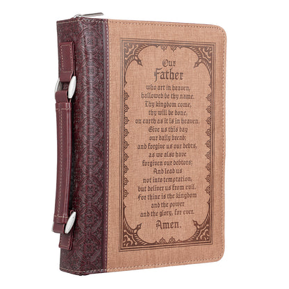 The Lord's Prayer Brown Two-tone Faux Leather Classic Bible Cover - The Christian Gift Company