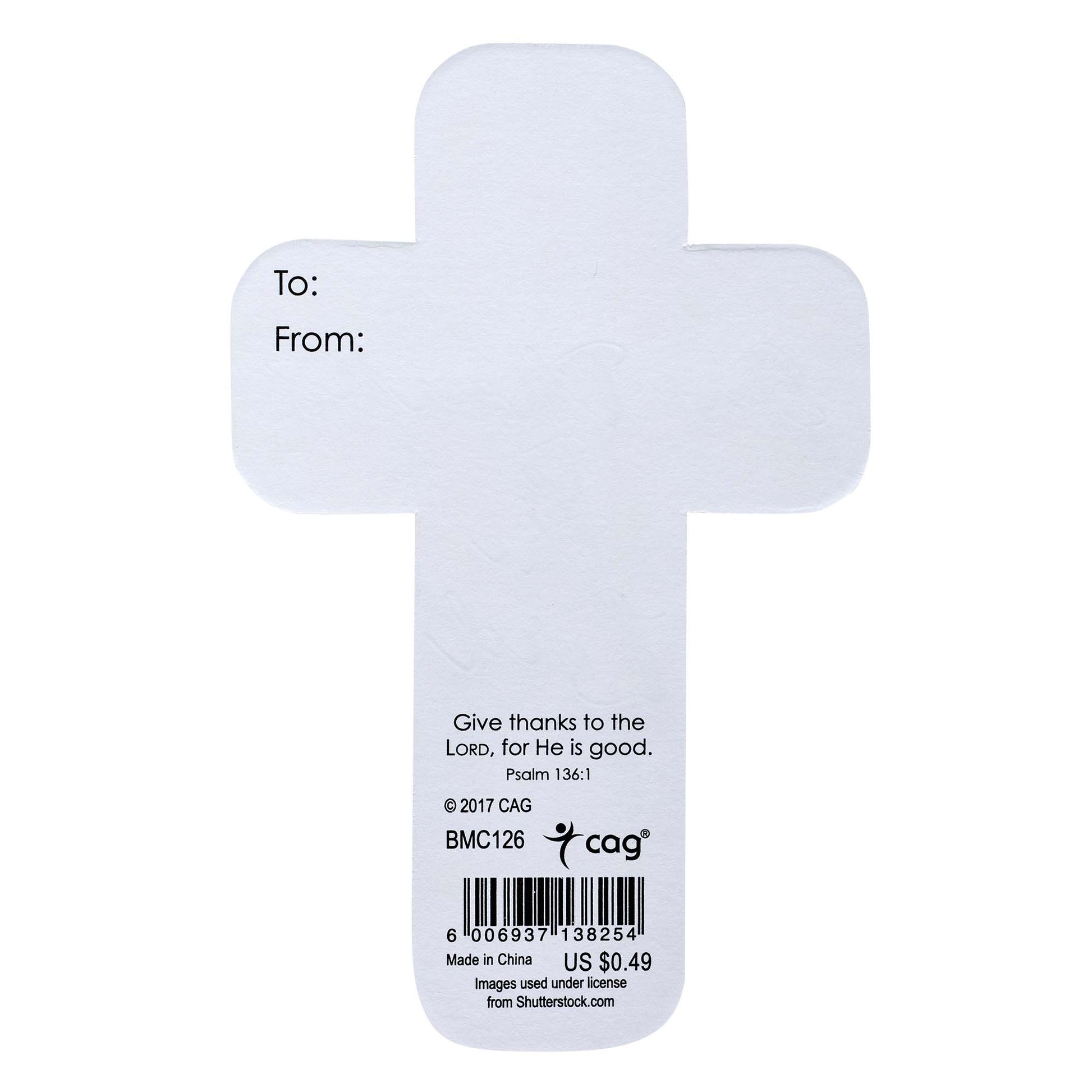 Give Thanks to the Lord Paper Cross Bookmark - Psalm 136:1 - The Christian Gift Company