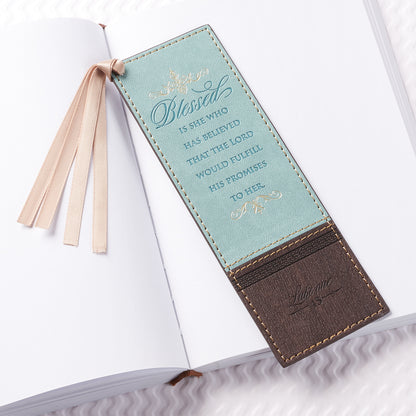 Blessed Is She Who Has Believed Faux Leather Bookmark - Luke 1:45 - The Christian Gift Company