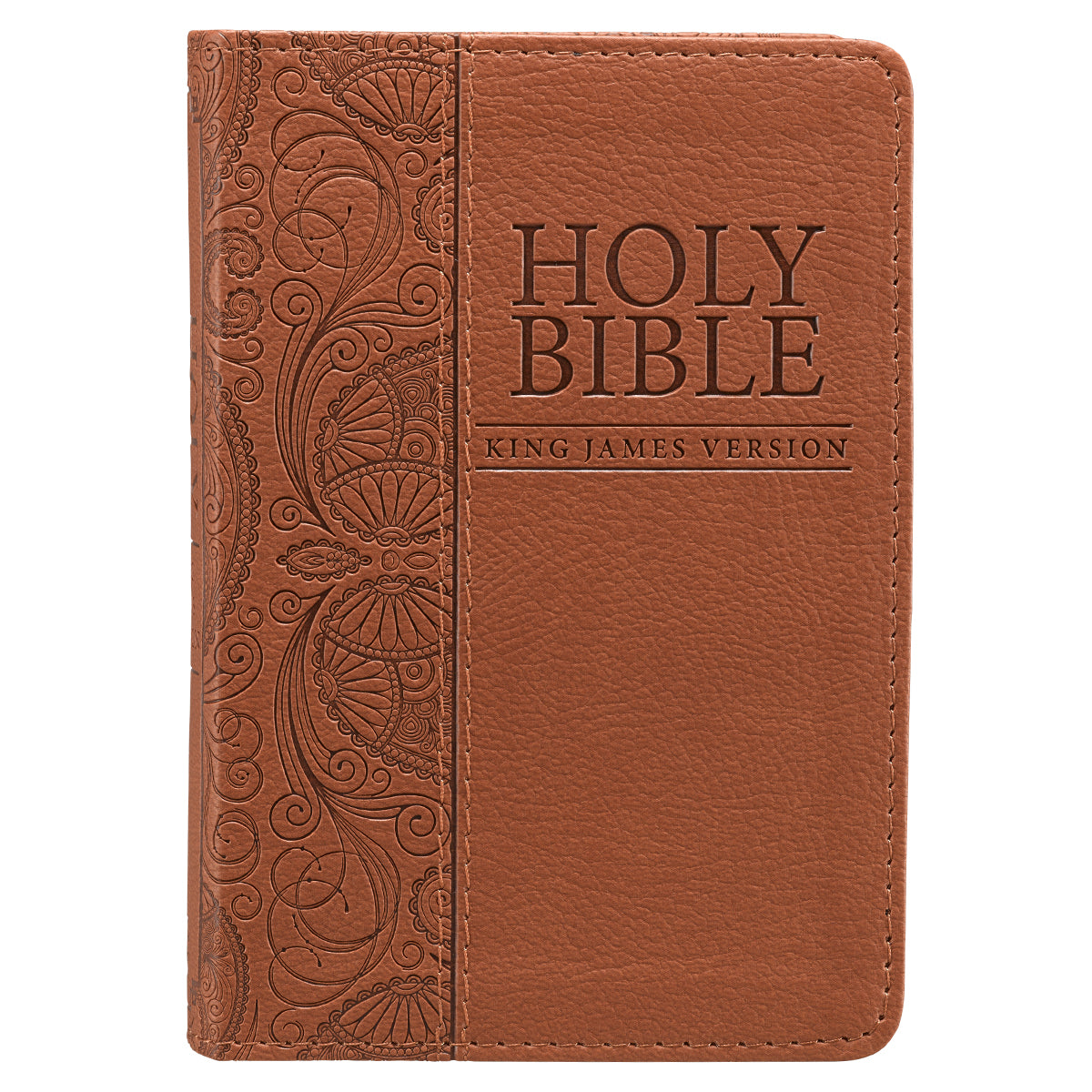 Toffee Brown Faux Leather King James Version Mini Pocket Bible - The Christian Gift Company