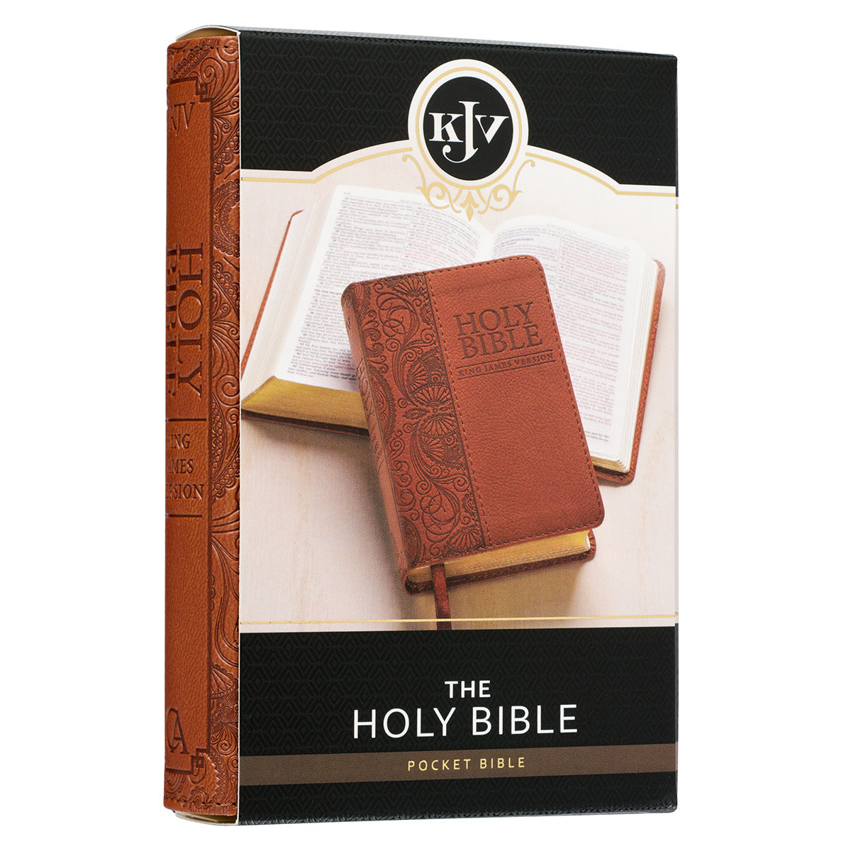 Toffee Brown Faux Leather King James Version Mini Pocket Bible - The Christian Gift Company