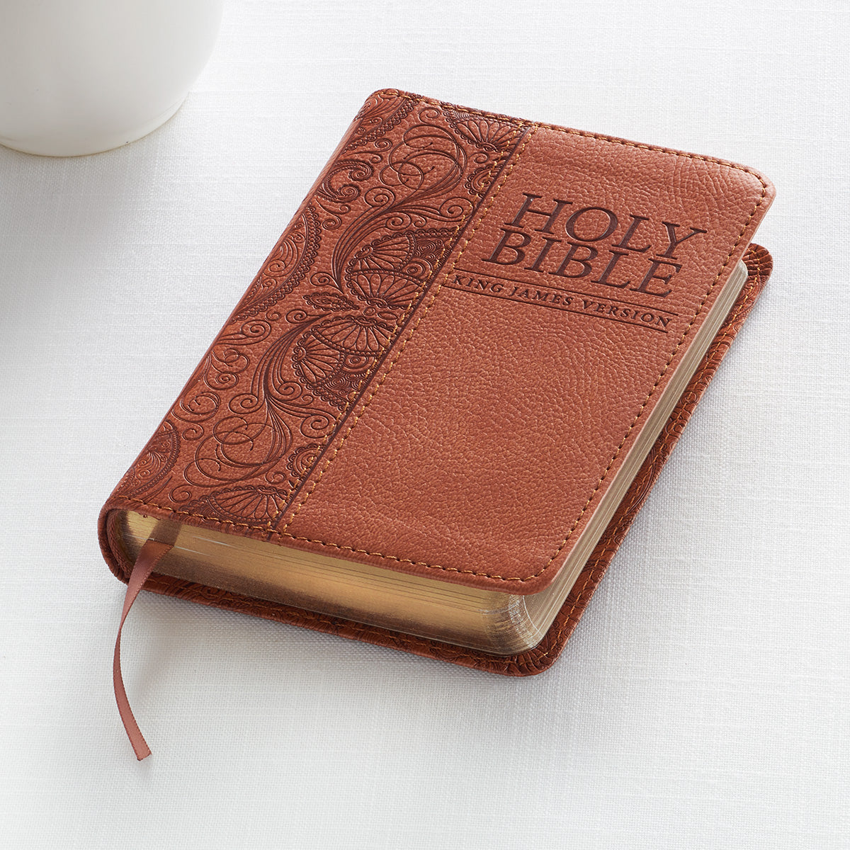 Toffee Brown Faux Leather King James Version Mini Pocket Bible - The Christian Gift Company