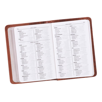 Toffee Brown Faux Leather King James Version Mini Pocket Bible - The Christian Gift Company