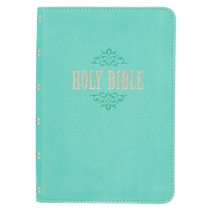 Robin’s-egg Blue Faux Leather Large Print Compact King James Version Bible - The Christian Gift Company