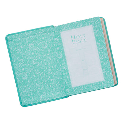 Robin’s-egg Blue Faux Leather Large Print Compact King James Version Bible - The Christian Gift Company