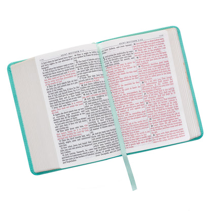 Robin’s-egg Blue Faux Leather Large Print Compact King James Version Bible - The Christian Gift Company