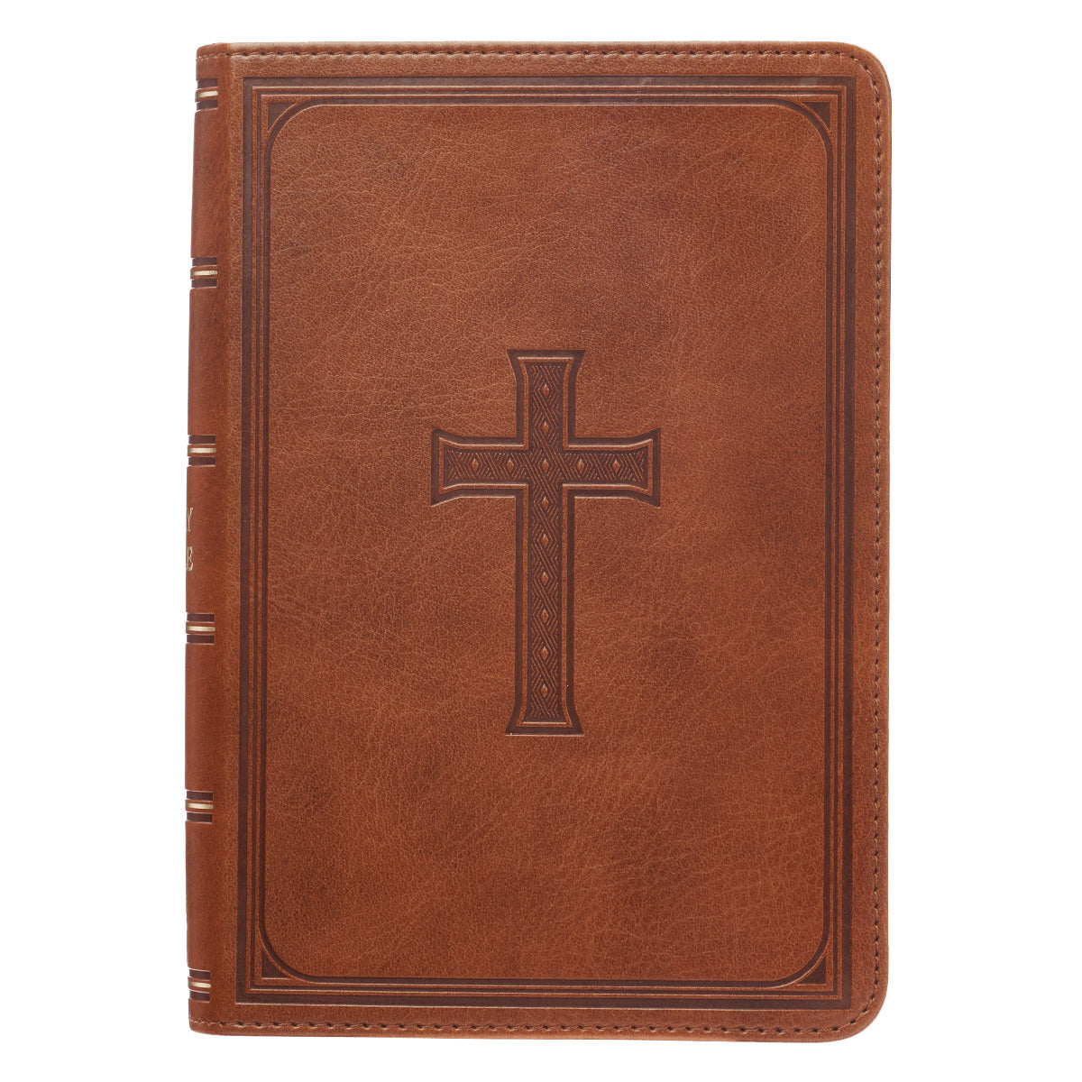 Saddle Tan Faux Leather Large Print Compact King James Version Bible - The Christian Gift Company