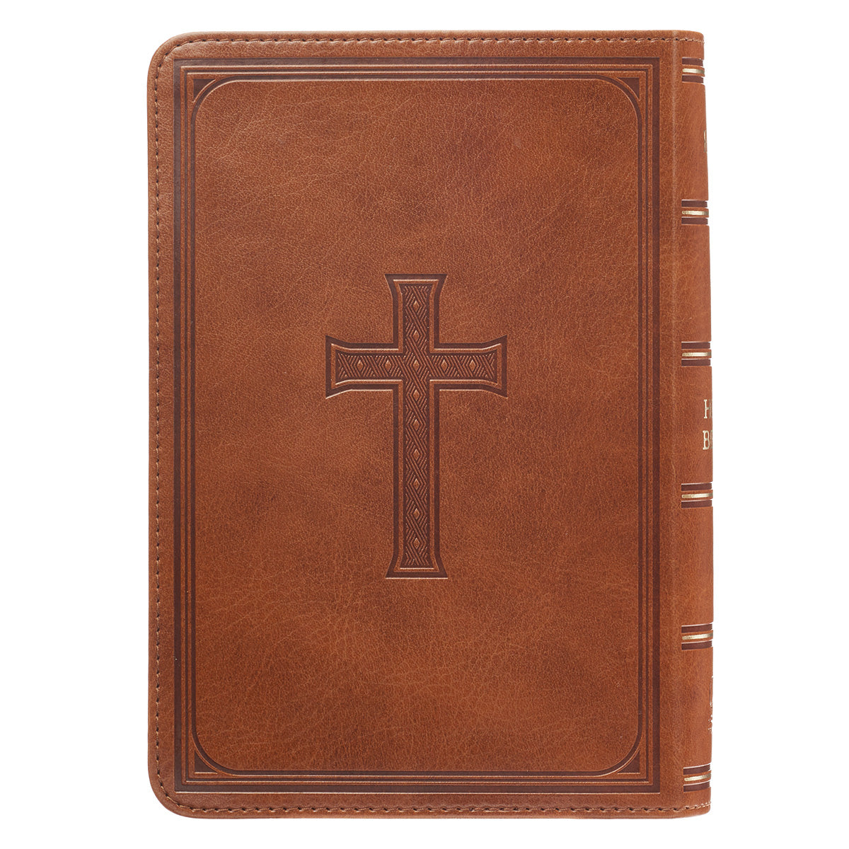 Saddle Tan Faux Leather Large Print Compact King James Version Bible - The Christian Gift Company