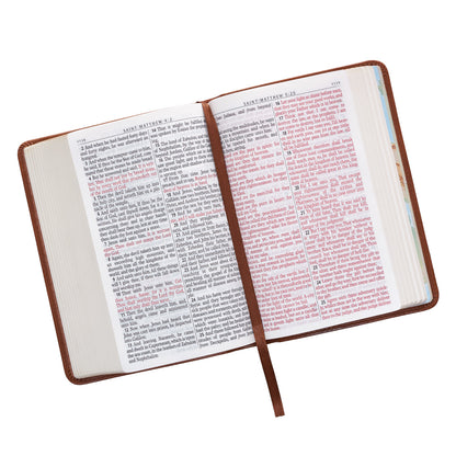 Saddle Tan Faux Leather Large Print Compact King James Version Bible - The Christian Gift Company