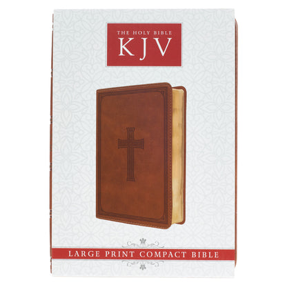 Saddle Tan Faux Leather Large Print Compact King James Version Bible - The Christian Gift Company