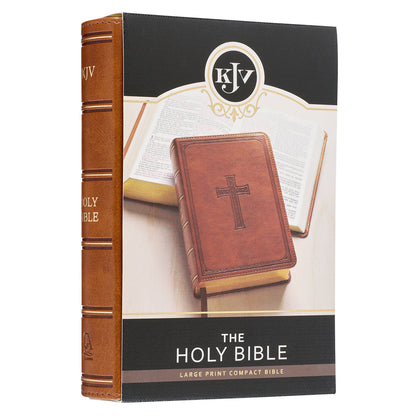 Saddle Tan Faux Leather Large Print Compact King James Version Bible - The Christian Gift Company