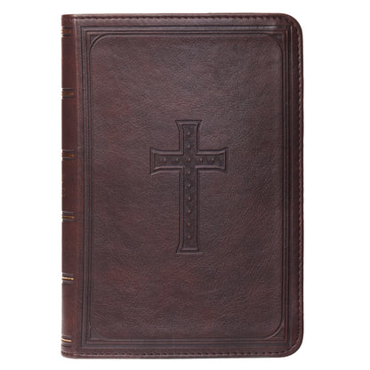 Dark Brown Faux Leather Large Print Compact King James Version Bible - The Christian Gift Company