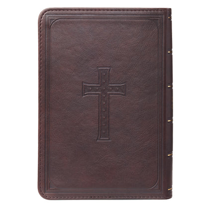 Dark Brown Faux Leather Large Print Compact King James Version Bible - The Christian Gift Company