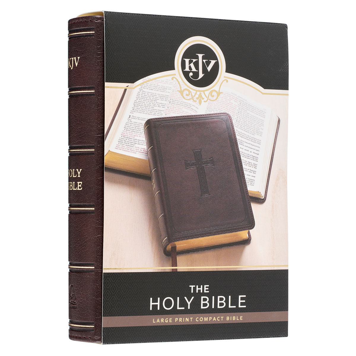 Dark Brown Faux Leather Large Print Compact King James Version Bible - The Christian Gift Company