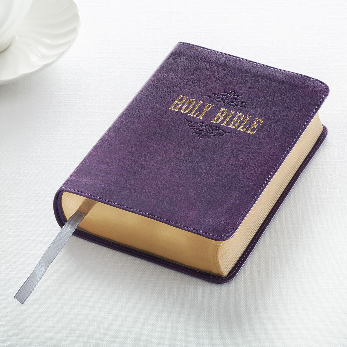 Purple Faux Leather Large Print Compact King James Version Bible - The Christian Gift Company