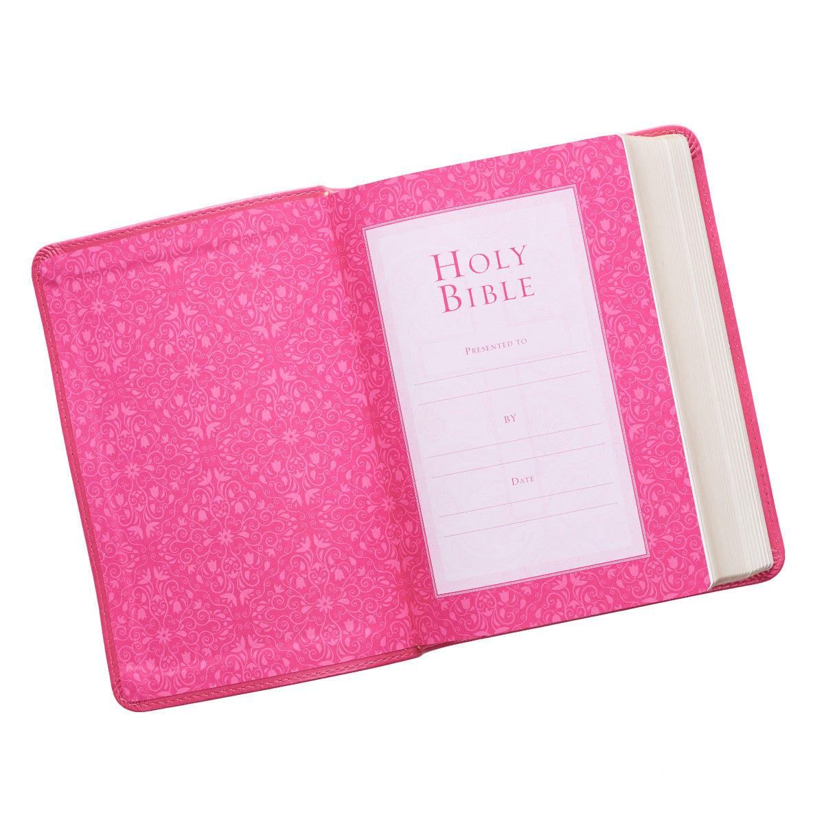 Pink Faux Leather Large Print Compact King James Version Bible - The Christian Gift Company