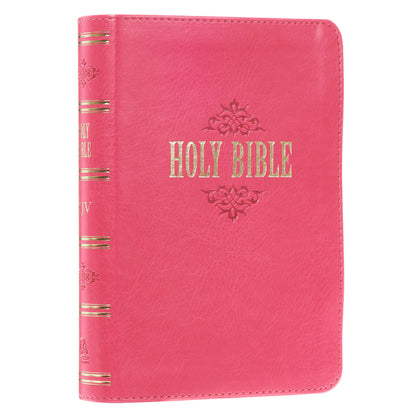 Pink Faux Leather Large Print Compact King James Version Bible - The Christian Gift Company