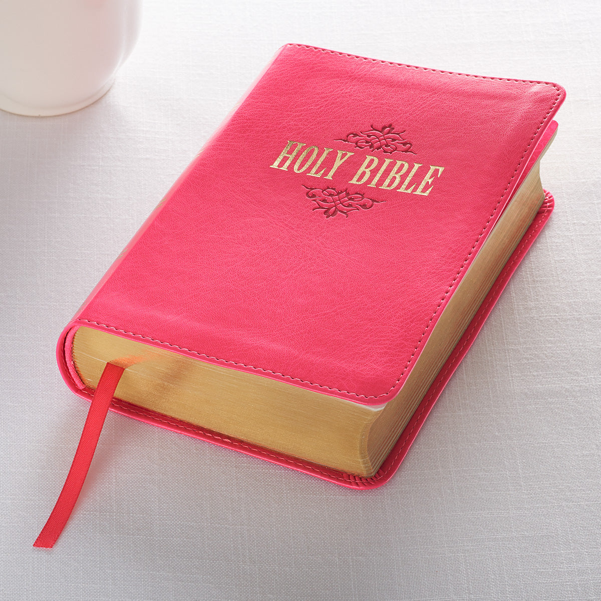 Pink Faux Leather Large Print Compact King James Version Bible - The Christian Gift Company