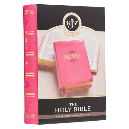 Pink Faux Leather Large Print Compact King James Version Bible - The Christian Gift Company