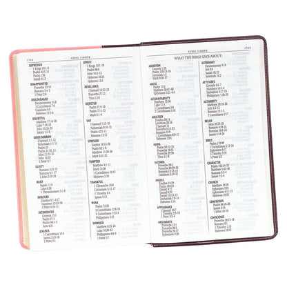 Burgundy and Pink Faux Leather Giant Print Standard-size King James Version Bible - The Christian Gift Company