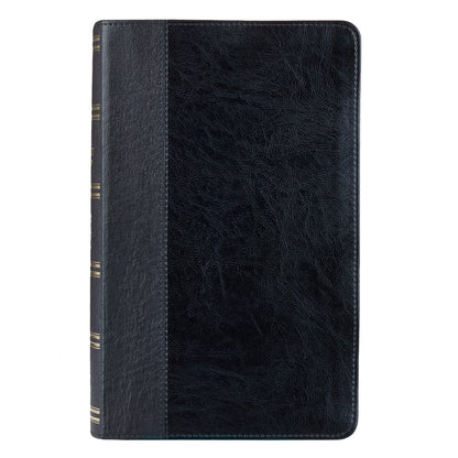 Two-tone Black Faux Leather Giant Print Standard-size King James Version Bible with Thumb Index - The Christian Gift Company