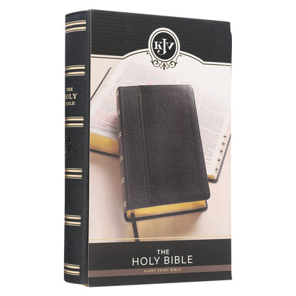 Two-tone Black Faux Leather Giant Print Standard-size King James Version Bible with Thumb Index - The Christian Gift Company