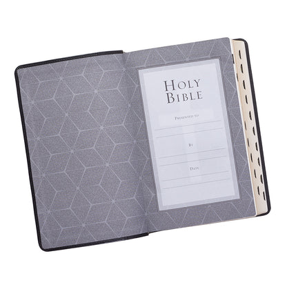 Two-tone Black Faux Leather Giant Print Standard-size King James Version Bible with Thumb Index - The Christian Gift Company