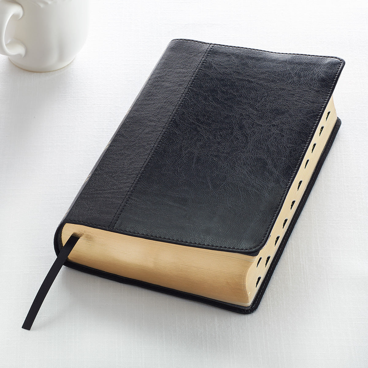 Two-tone Black Faux Leather Giant Print Standard-size King James Version Bible with Thumb Index - The Christian Gift Company