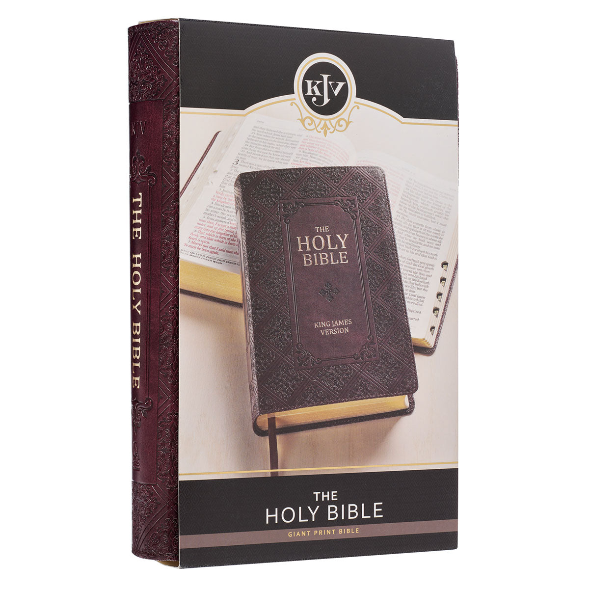 Dark Brown Faux Leather Giant Print Standard-size King James Version Bible with Thumb Index - The Christian Gift Company