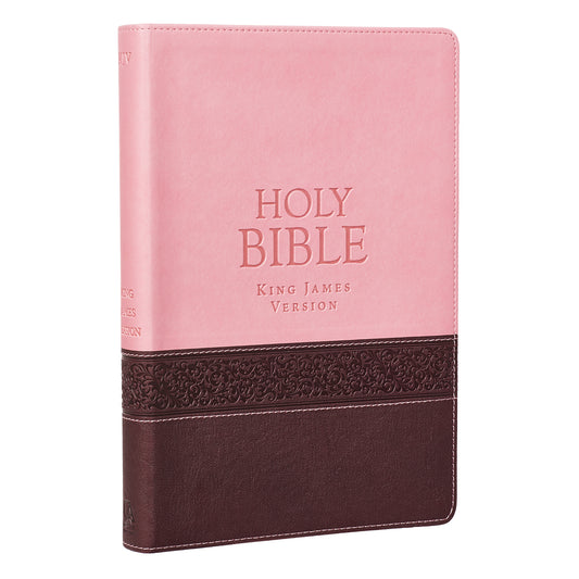 Pink and Brown Large Print Faux Leather Thinline King James Version Bible - The Christian Gift Company