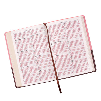 Pink and Brown Large Print Faux Leather Thinline King James Version Bible - The Christian Gift Company