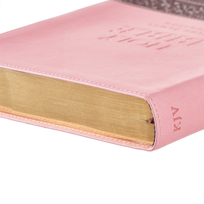 Pink and Brown Large Print Faux Leather Thinline King James Version Bible - The Christian Gift Company