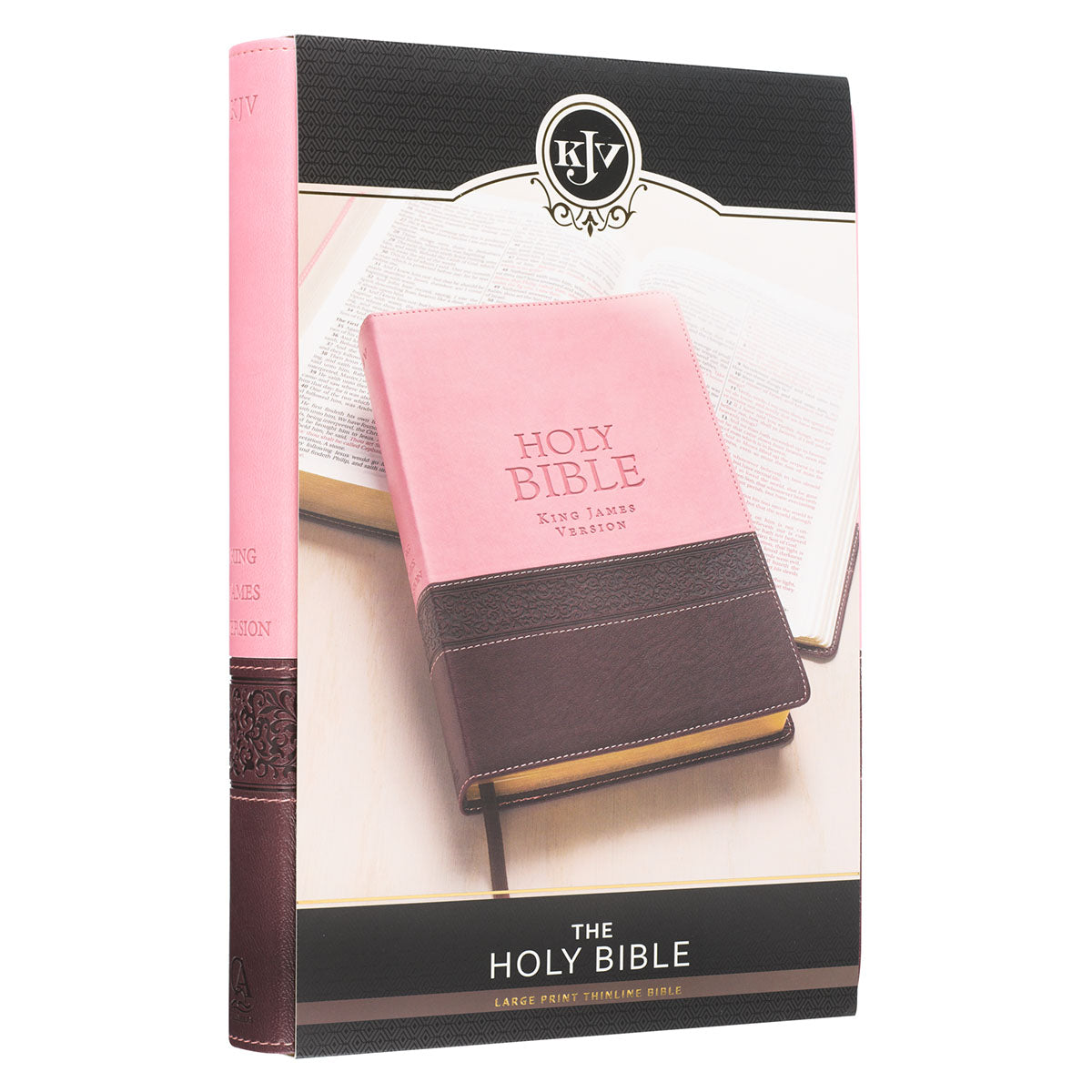 Pink and Brown Large Print Faux Leather Thinline King James Version Bible - The Christian Gift Company