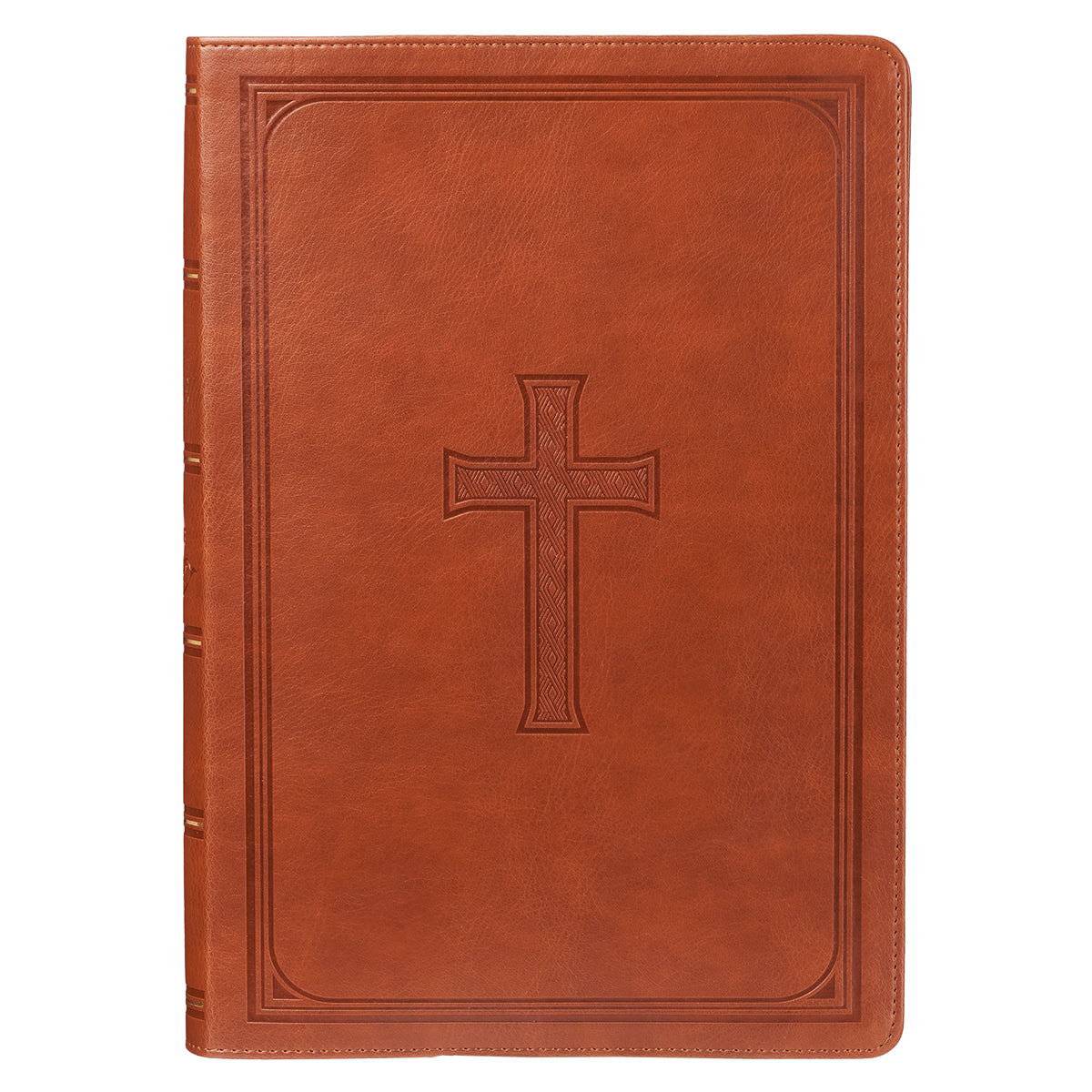 Saddle Tan Faux Leather Super Giant Print King James Version Bible - The Christian Gift Company