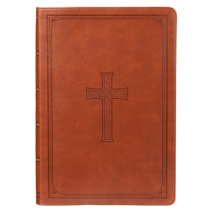 Saddle Tan Faux Leather Super Giant Print King James Version Bible - The Christian Gift Company