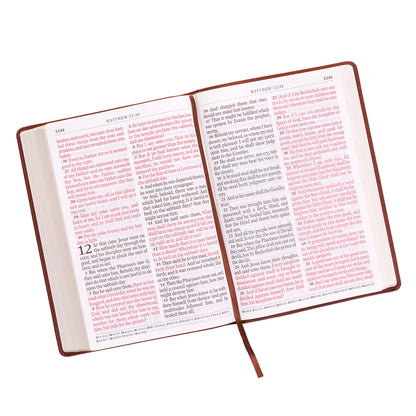 Saddle Tan Faux Leather Super Giant Print King James Version Bible - The Christian Gift Company