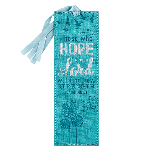 Hope in the Lord Teal Faux Leather Bookmark - Isaiah 40:31 - The Christian Gift Company