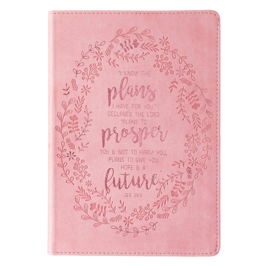 I Know the Plans Pink Slimline Faux Leather Journal - Jeremiah 29:11 - The Christian Gift Company